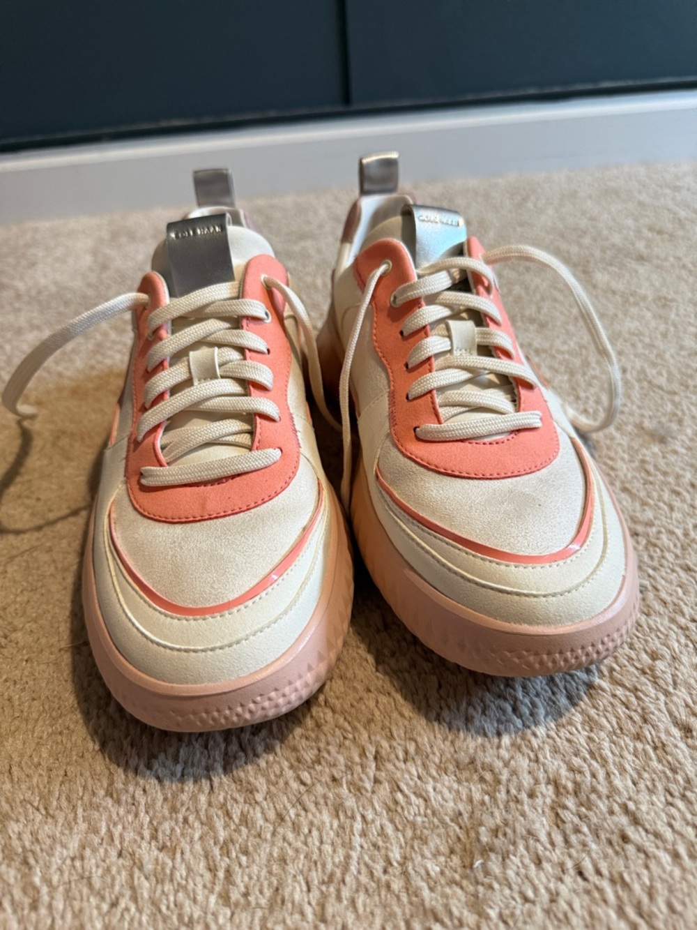 Cole Haan Women's Cream and Pink Zerogrand Platform Sneakers - Picture 2 of 7